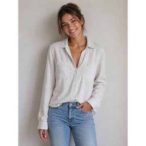 Bella Dahl Anthropologie Linen Button Down Shirt Classic Career Quiet Luxury